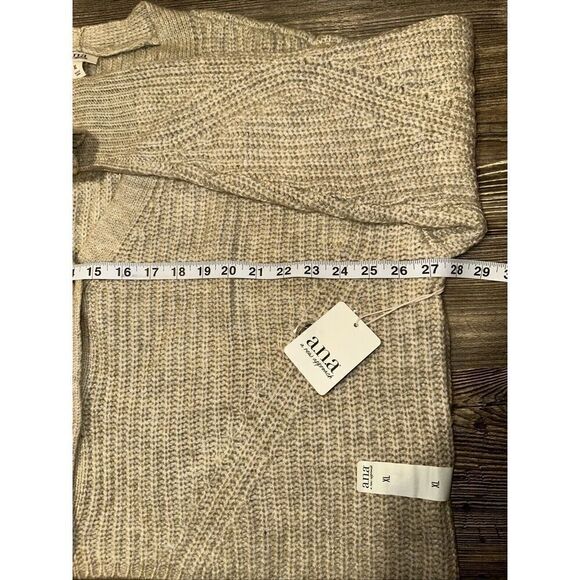 A.N.A. Womens PS Beige Oatmeal Marled Cable Knit V-Neck Sweater. Size XL. NWT. 9 - Picture 6 of 7